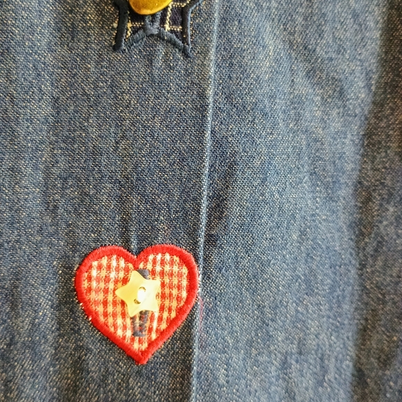 Vintage Koret City Blues Denim Shirt XL Patriotic Americana Appliqué Hearts... - Picture 9 of 16